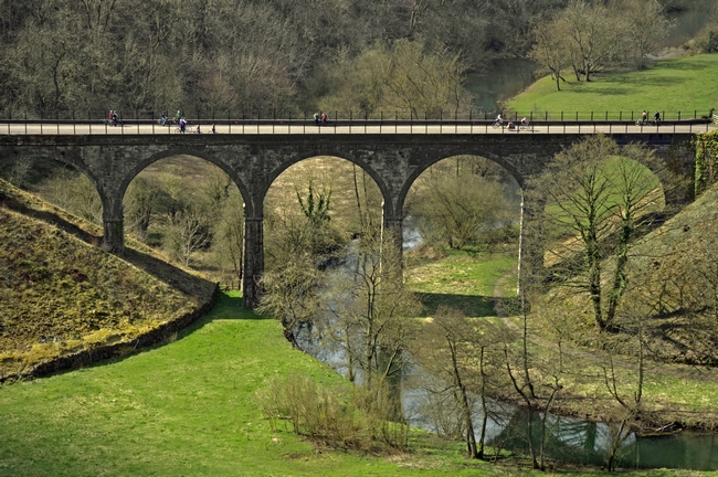 Cyclists on the Headstone Viaduct by Rod Johnson