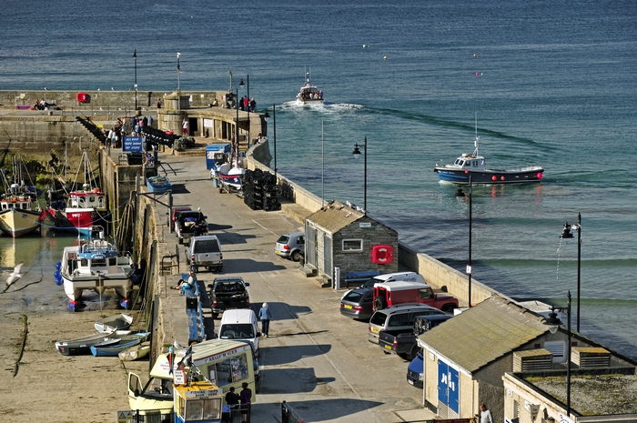 Along The South Pier, Newquay Harbour by Rod Johnson