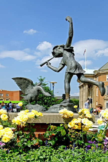 The Boy and the Goose Statue, Derby by Rod Johnson