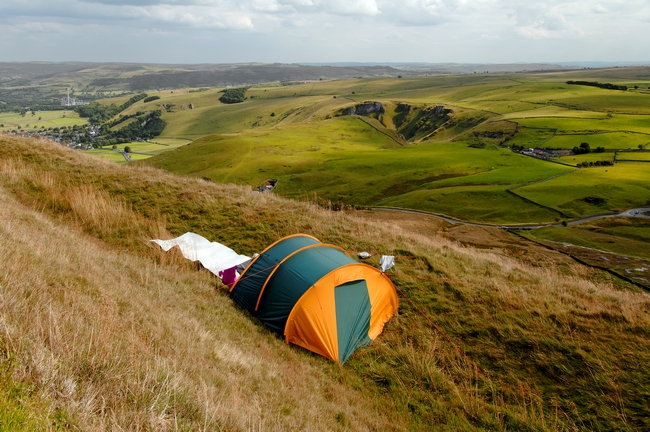 Tent Sited Near Summit of Mam Tor by Rod Johnson
