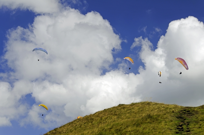 Paragliders Above  Mam Tor by Rod Johnson