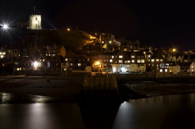 Whitby East Cliff By Night by Rod Johnson