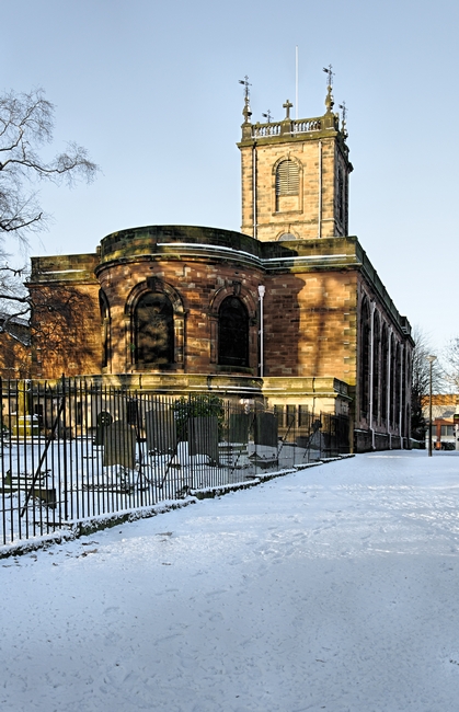St Modwen's Church, Burton - in the Snow by Rod Johnson