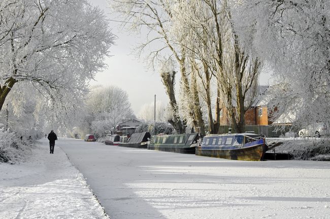 Boats on the Frozen Burton Canal by Rod Johnson